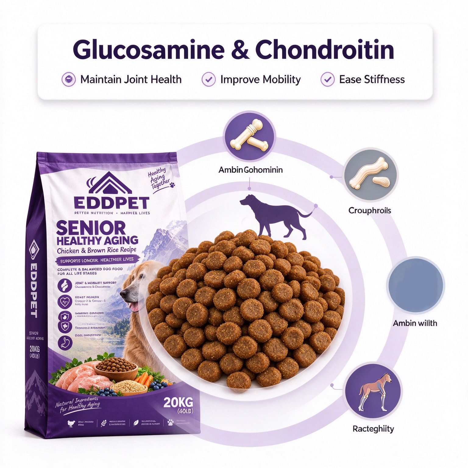 EDDPET Senior Healthy Aging Dog Food 20KG | Chicken & Brown Rice Recipe - 图片 4