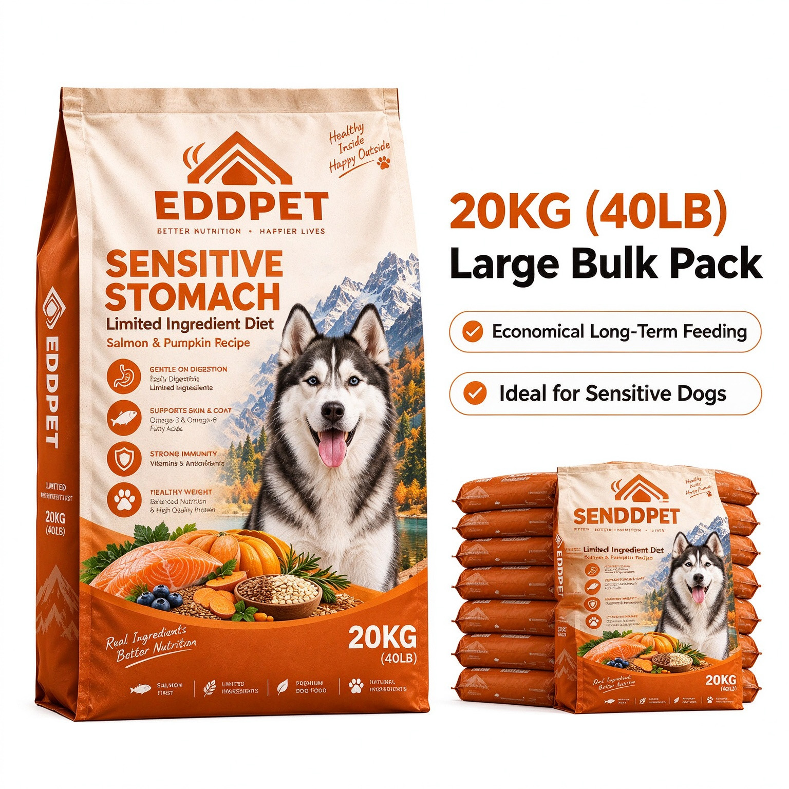 EDDPET Sensitive Stomach Dog Food 20KG | Salmon & Pumpkin - 图片 9
