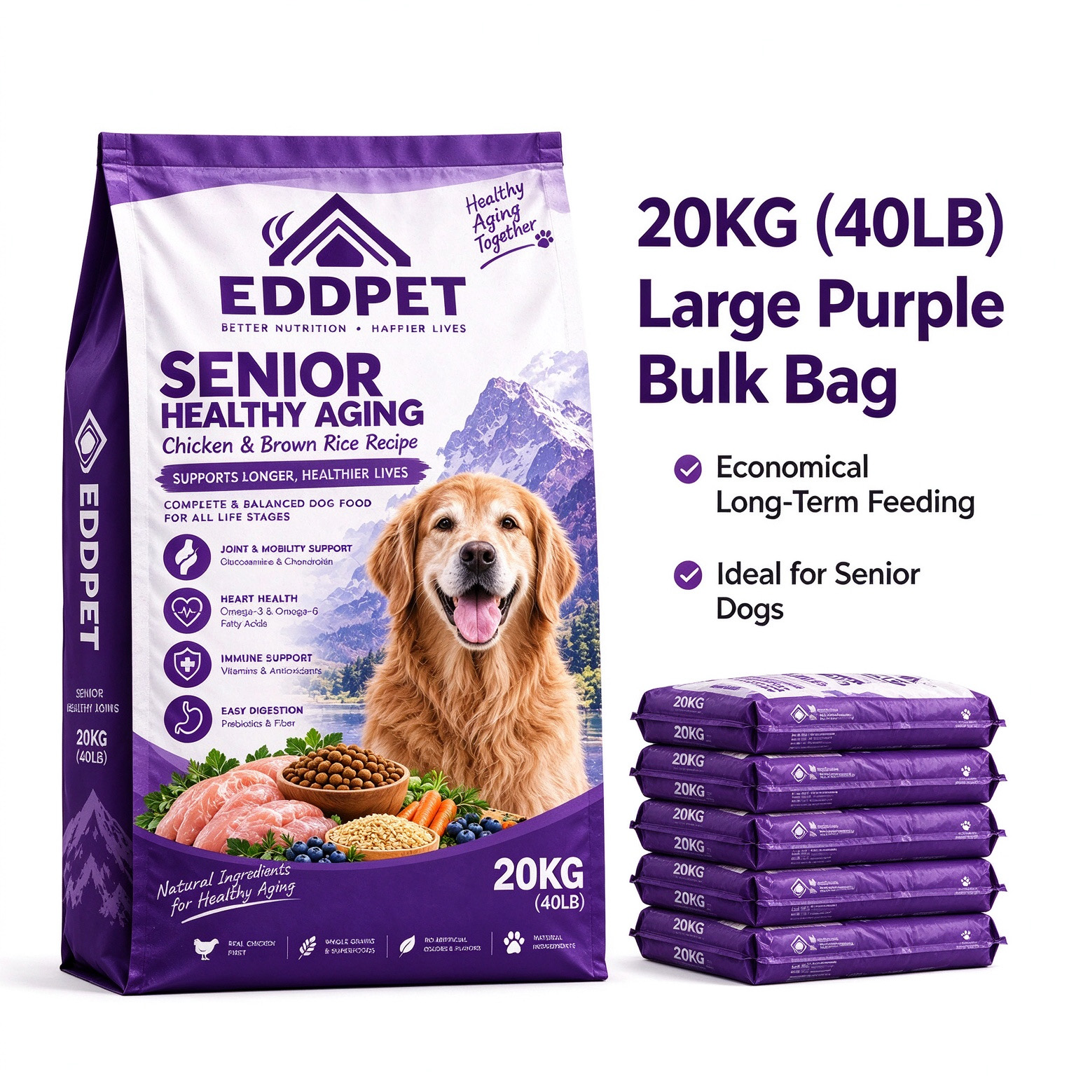 EDDPET Senior Healthy Aging Dog Food 20KG | Chicken & Brown Rice Recipe - 图片 9