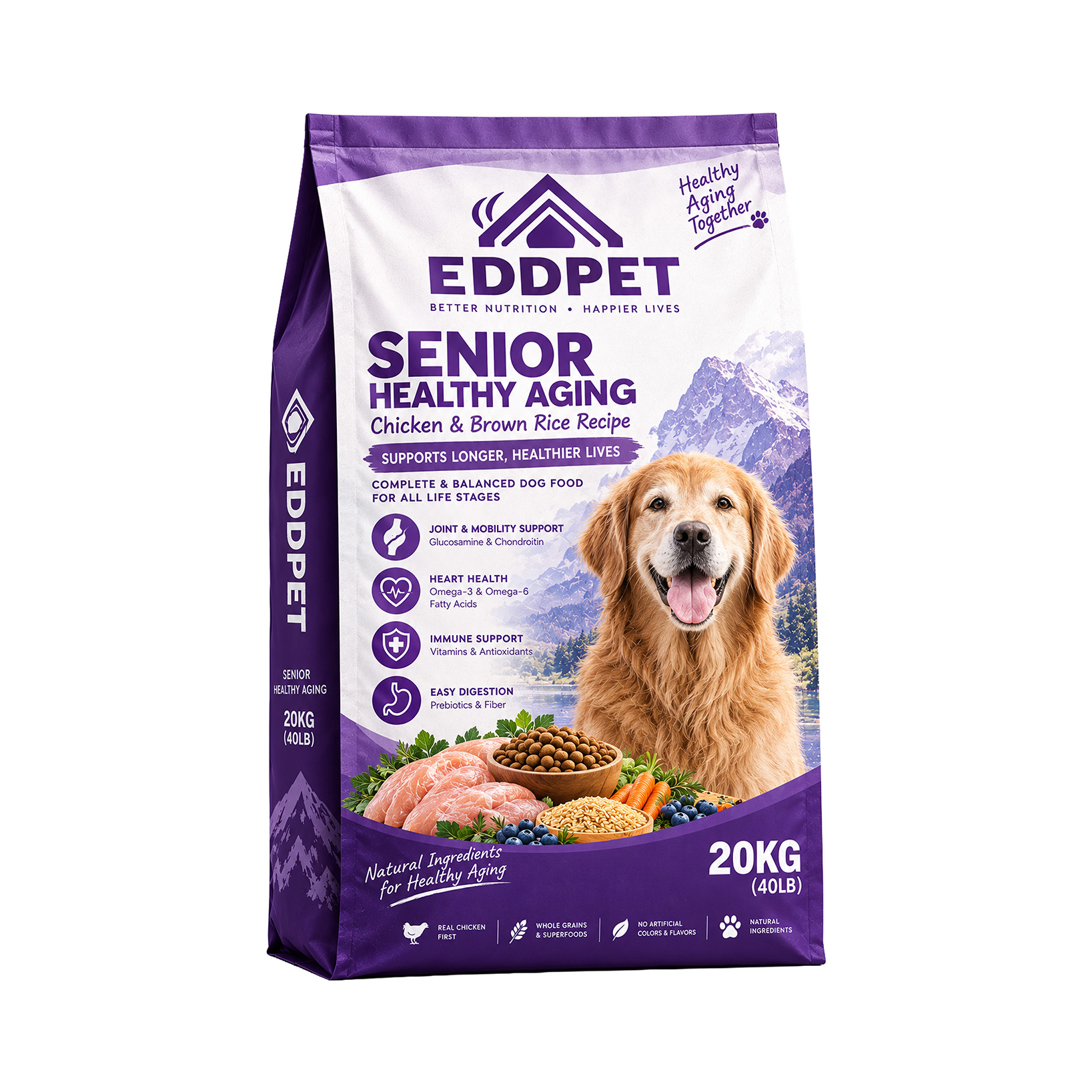 EDDPET Senior Healthy Aging Dog Food 20KG | Chicken & Brown Rice Recipe