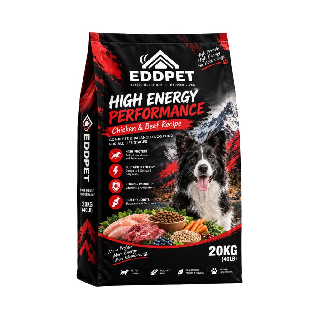 EDDPET High Energy Performance Chicken & Beef Dog Food 20KG high protein kibble for active working dogs